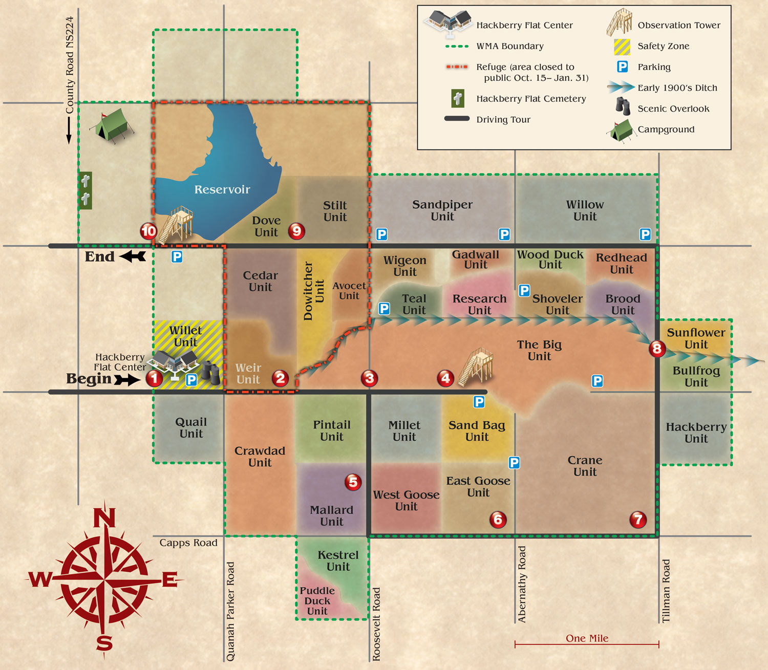 Hackberry Flat Wildlife Management Area visitor map