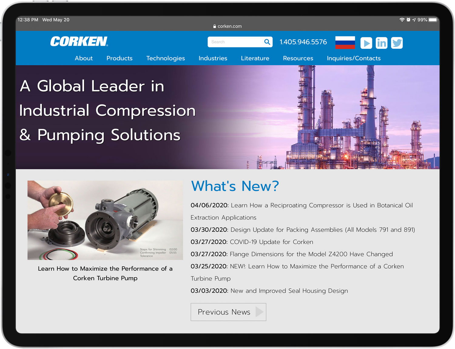 Corken website